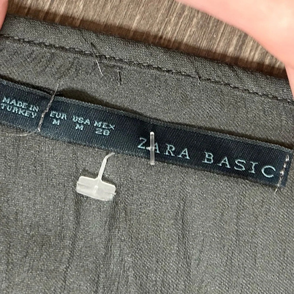 Zara Smocked Peasant Blouse Top Cropped Dark Grey Zip Size  Medium - Picture 10 of 14